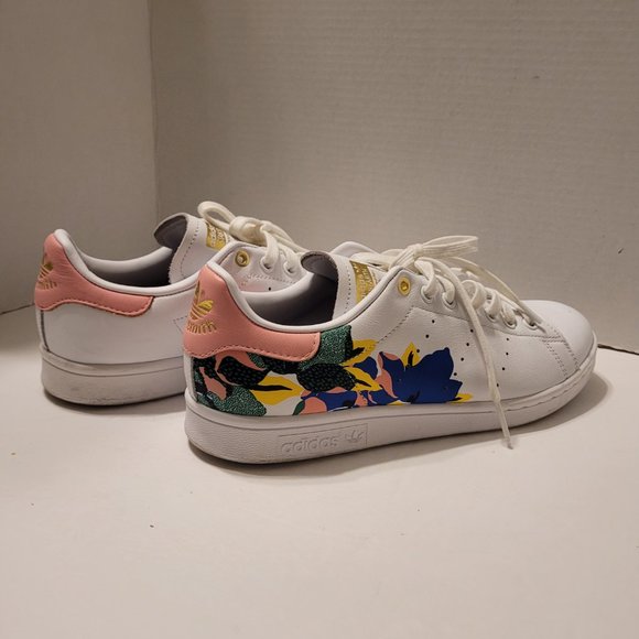 Adidas Stan Smith Sneaker White/Pink/Green/Blue/Yellow Lace up Closure Size 10 - Picture 13 of 13